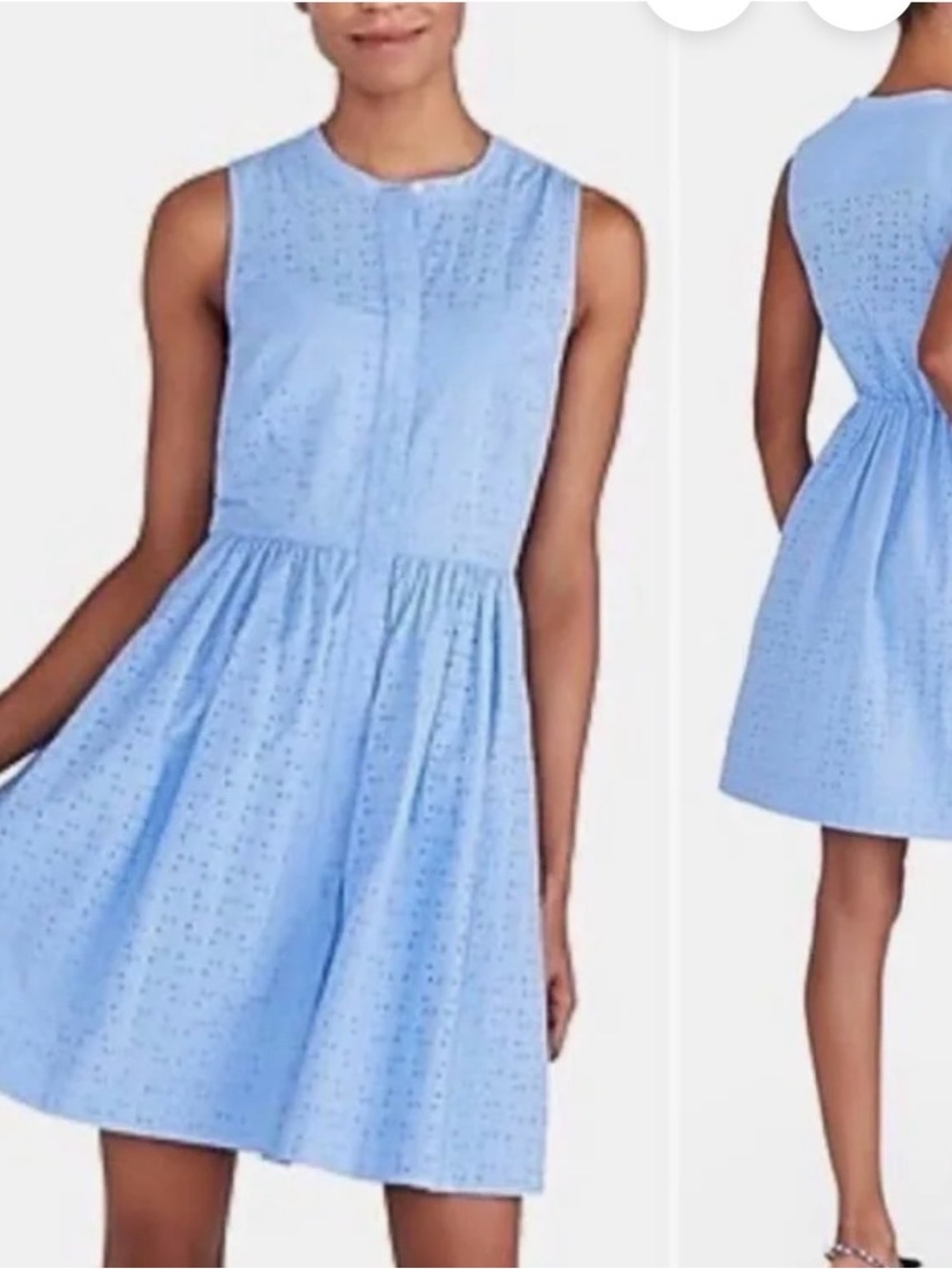 J. Crew Light Blue Eyelet Dress with Button Placket